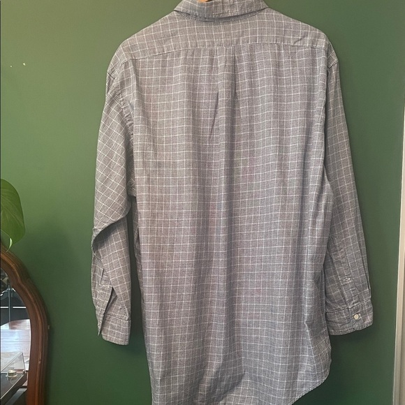 Ralph Lauren Yarmouth Mens 17/33 Navy & Blue Houndstooth Plaid 100% Cotton Woven - Picture 5 of 7